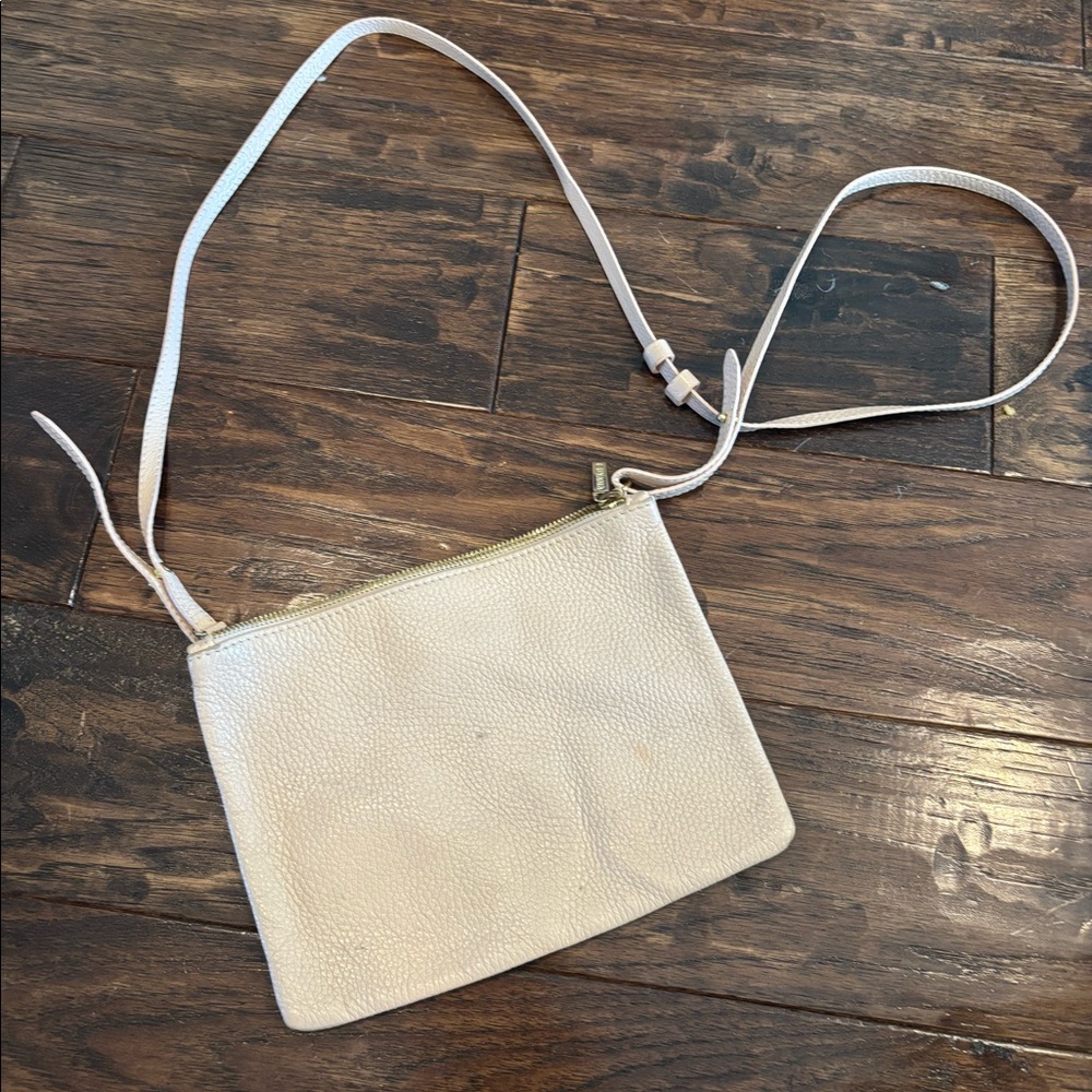 Cuyana cross body pale pink leather bag